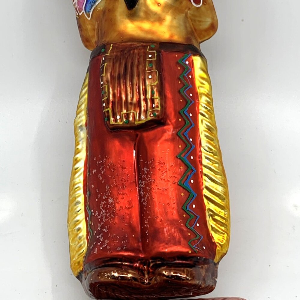 Christopher Radko "Me Big Chief" Glass Ornament 97 316 0 Indian 8" Tall Vintage - Picture 9 of 14